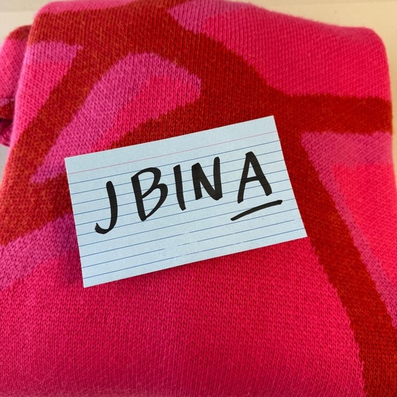 11 Honoré  Elegant Pink Red Abstract Long Cozy Knit Long Sleeve Dress - Picture 15 of 16